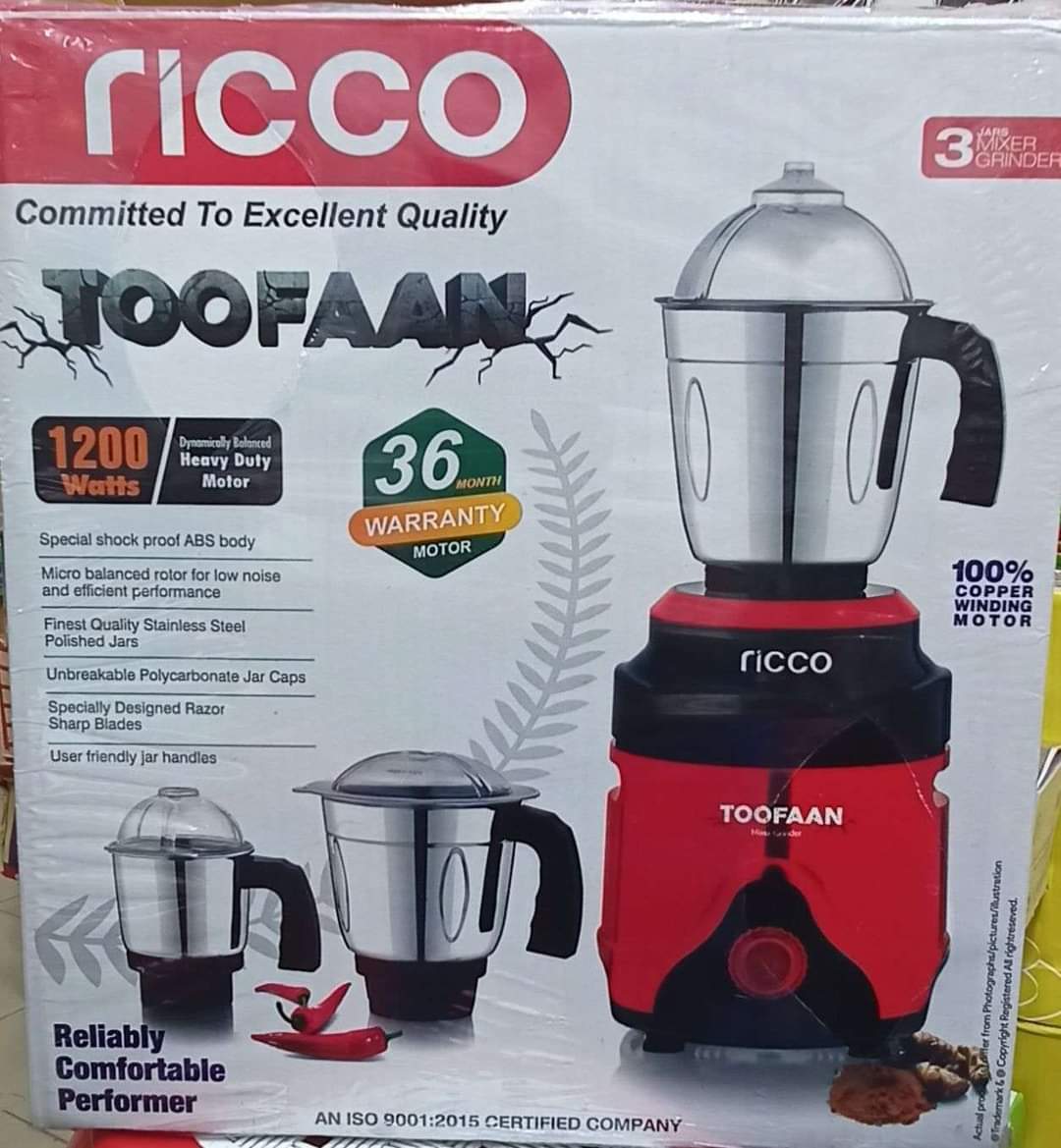 Ricco Toofaan 1200W Mixer Grinder Blender